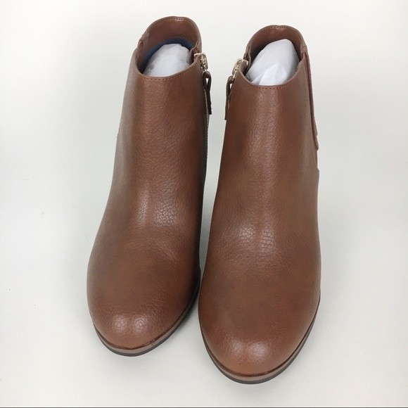 Dr Scholls Size 9.5 Wedge Ankle Boots Booties Copper Brown‎ Faux Vegan Leather - Picture 3 of 8